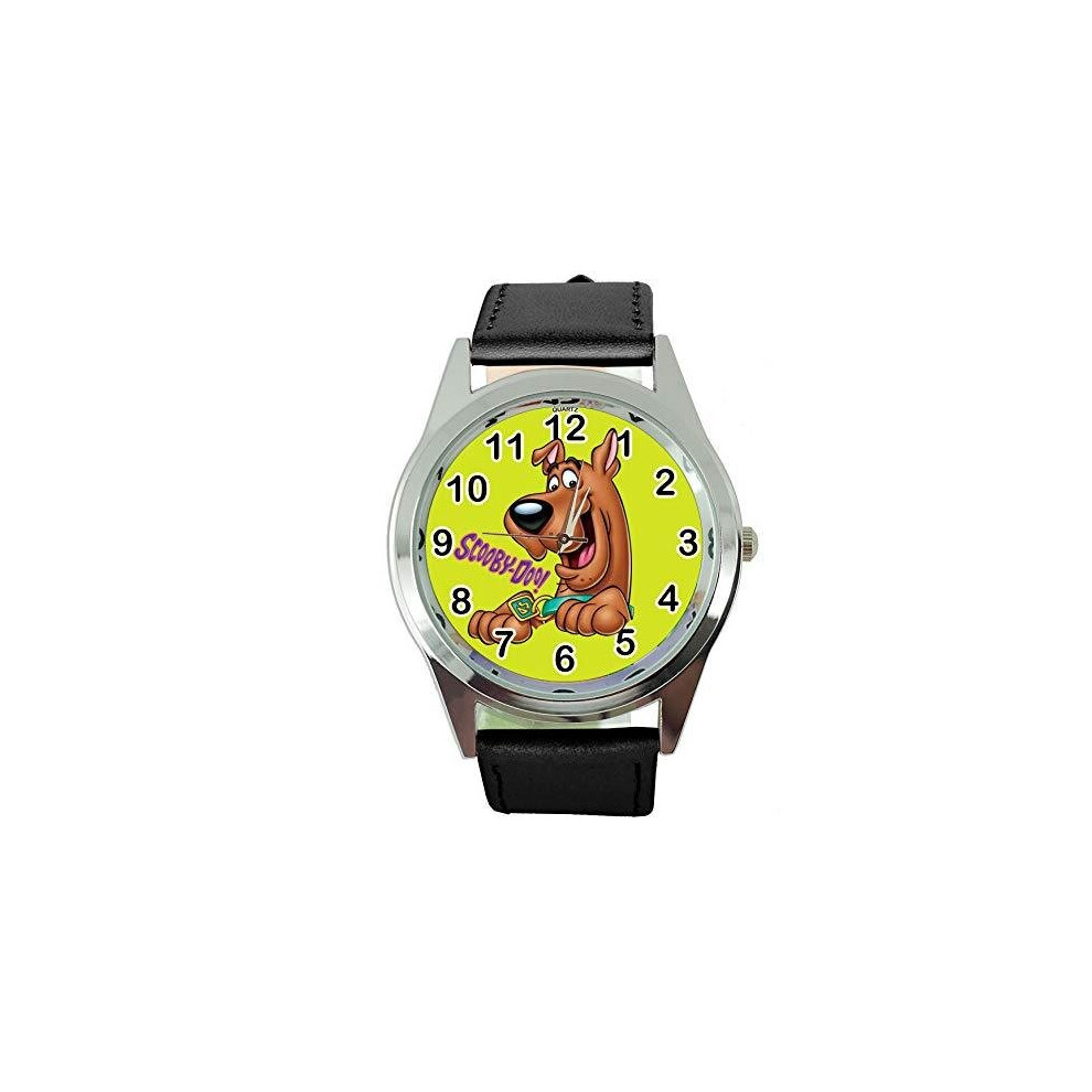 Black Leather Band Quartz Watch for Scooby DOO Fans E2