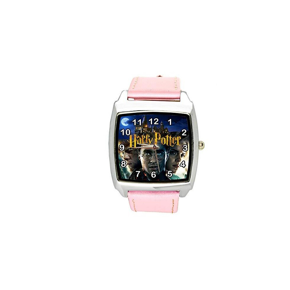 Taport Harry Potter Quartz Square Watch Leather Band E2 Pink
