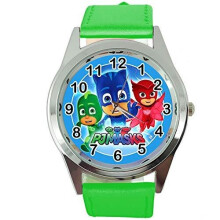 PJMASKS Round Quartz Watch Green Leather Band