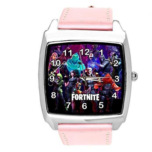 Pink Leather Square Watch for FORTNITE Fans