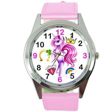 Unicorn Pink Leather Band Quartz Watch E4