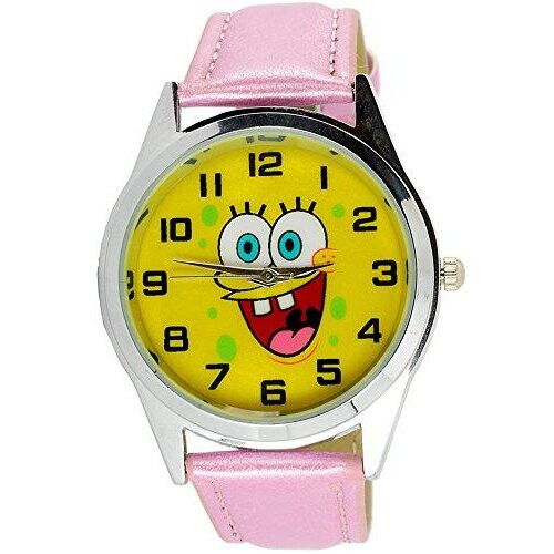 Sponge Bob Square Pants Quartz Watch Leather Pink Band