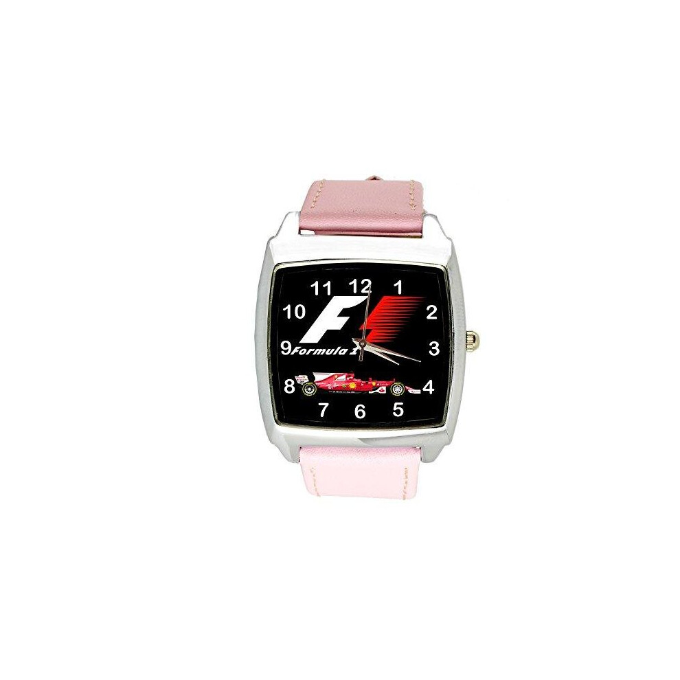 F1 Formula 1 Quartz Square Sport Watch Pink Band