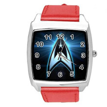 Watch Analogue Quartz with Real Leather Band RED Square for Star Trek Fans