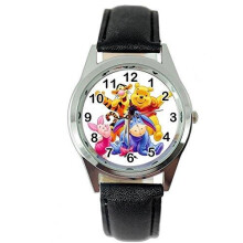 Winnie The Pooh Leather Band Quartz Watch Black
