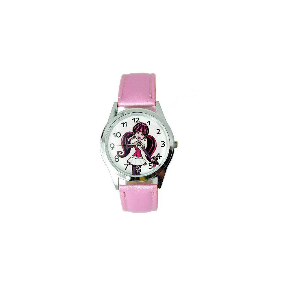 W2 Monster High Girl Fashion Pink Watch