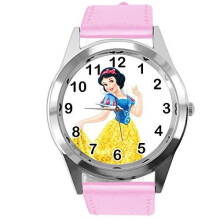 Pink Leather Band Quartz Watch for Princess Snow fans