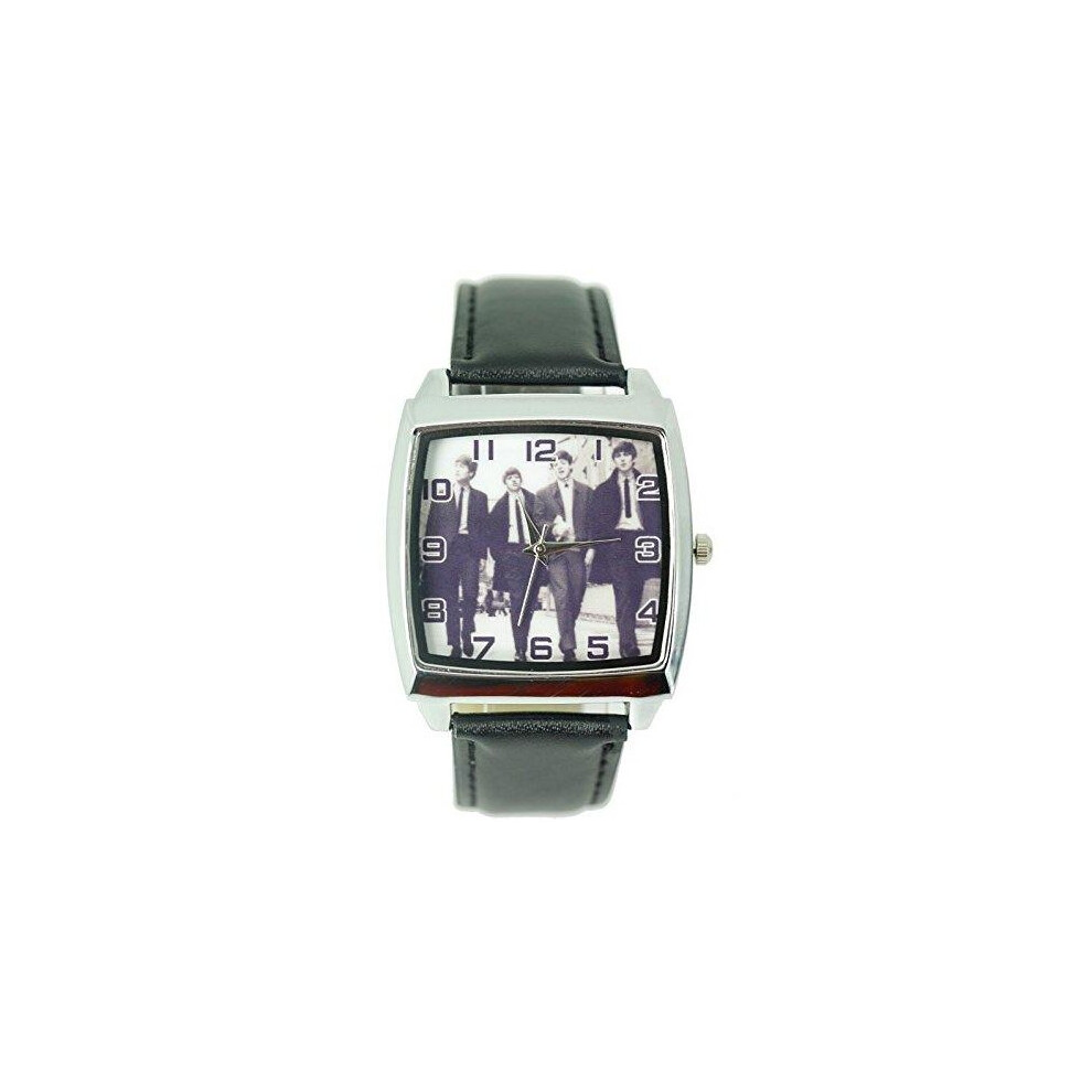 Taport The Beatles Genuine Leather Quartz Wrist Watch Black