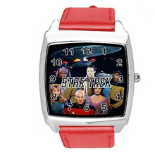 Watch Analogue Quartz with Real Leather Band RED Square for Star Trek Fans E2