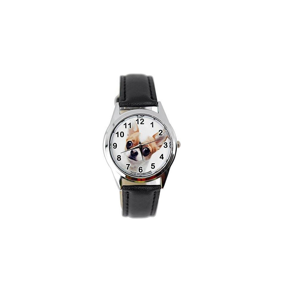 Beverly Hills Chihuahua Quartz Watch Leather Band   Black