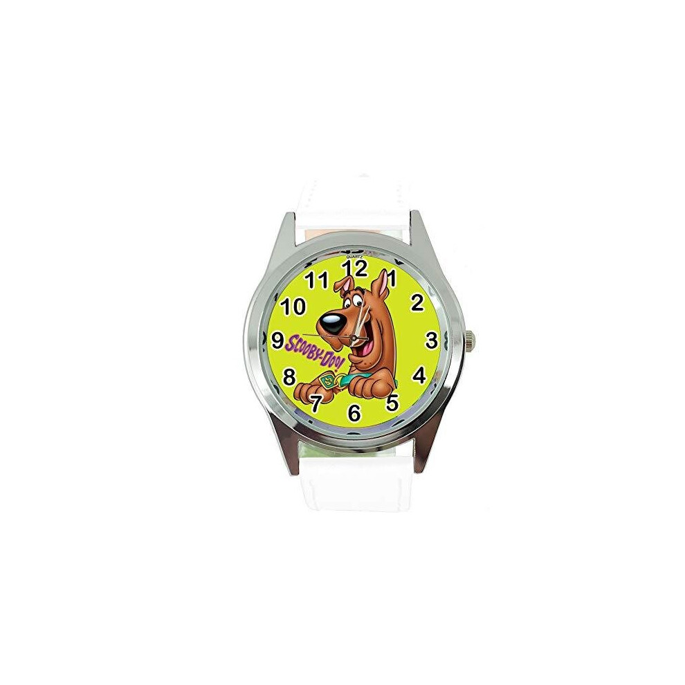 Taport Leather Band Quartz Watch For Scooby Doo Fans E2 White