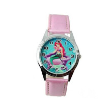 Pink Leather Band Quartz Watch for The Little Mermaid fans
