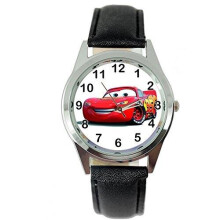 Cars Quartz Watch Leather Band Pink