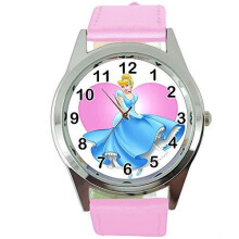 Pink Leather Band Quartz Watch for Cinderella fans
