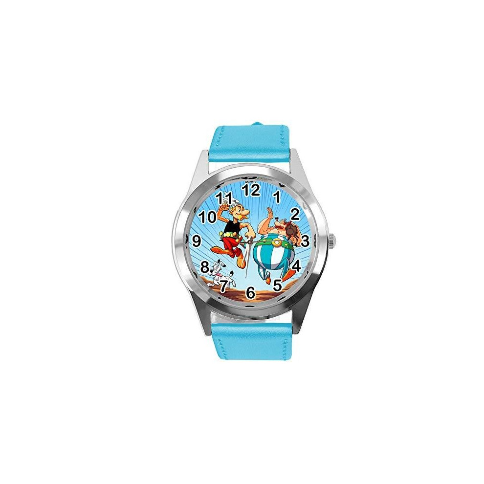 Taport Leather Watch For Asterix Obelix Fans Blue