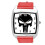 Punisher Quartz Square Watch RED Real Leather Band E1 1
