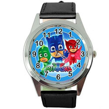 PJMASKS Round Quartz Watch Black Leather Band