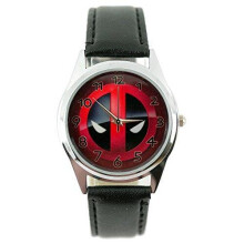 Deadpool Quartz Watch Marvel Real Leather Band Black