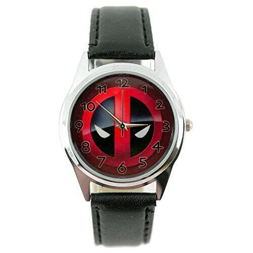 Deadpool Quartz Watch Marvel Real Leather Band   Black