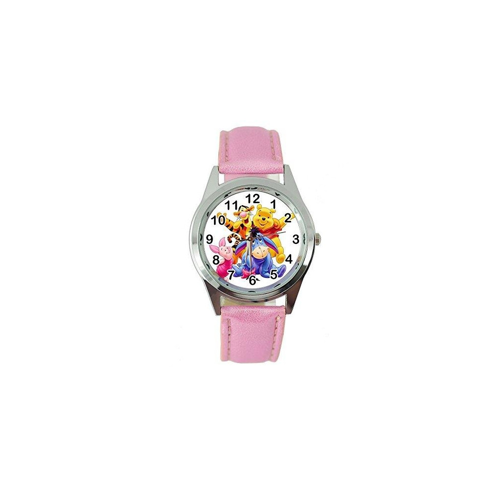 Winnie The Pooh Leather Pink Band Quartz Watch