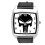 Punisher Quartz Square Watch Black Real Leather Band E1 1