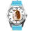 Blue Leather Round Watch for Guinea Pig Fans 1