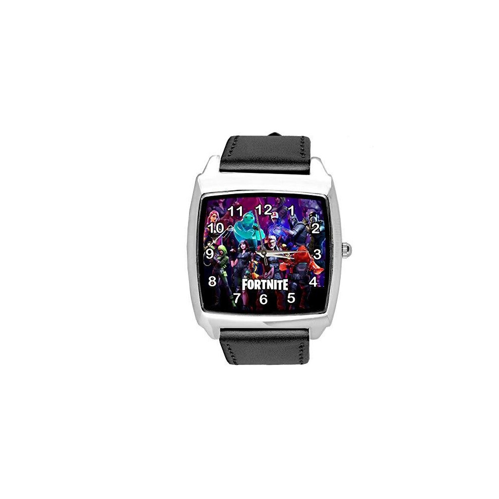 Taport Leather Square Watch For Fortnite Fans Black