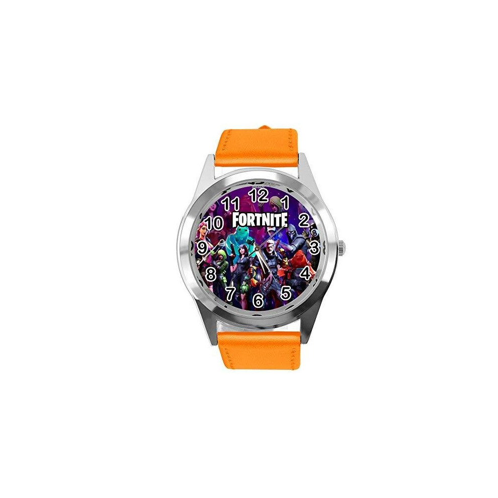 Orange Leather Watch for FORTNITE Fans