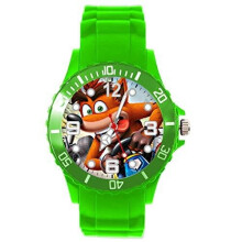 Quartz Watch Green Silicone for Crash Bandicoot Fans