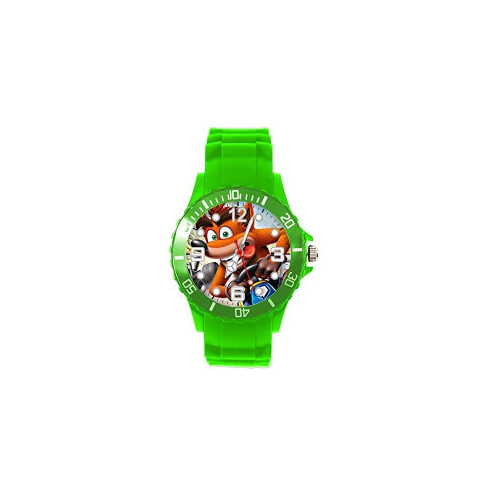 Taport Quartz Watch Silicone For Crash Bandicoot Fans Green
