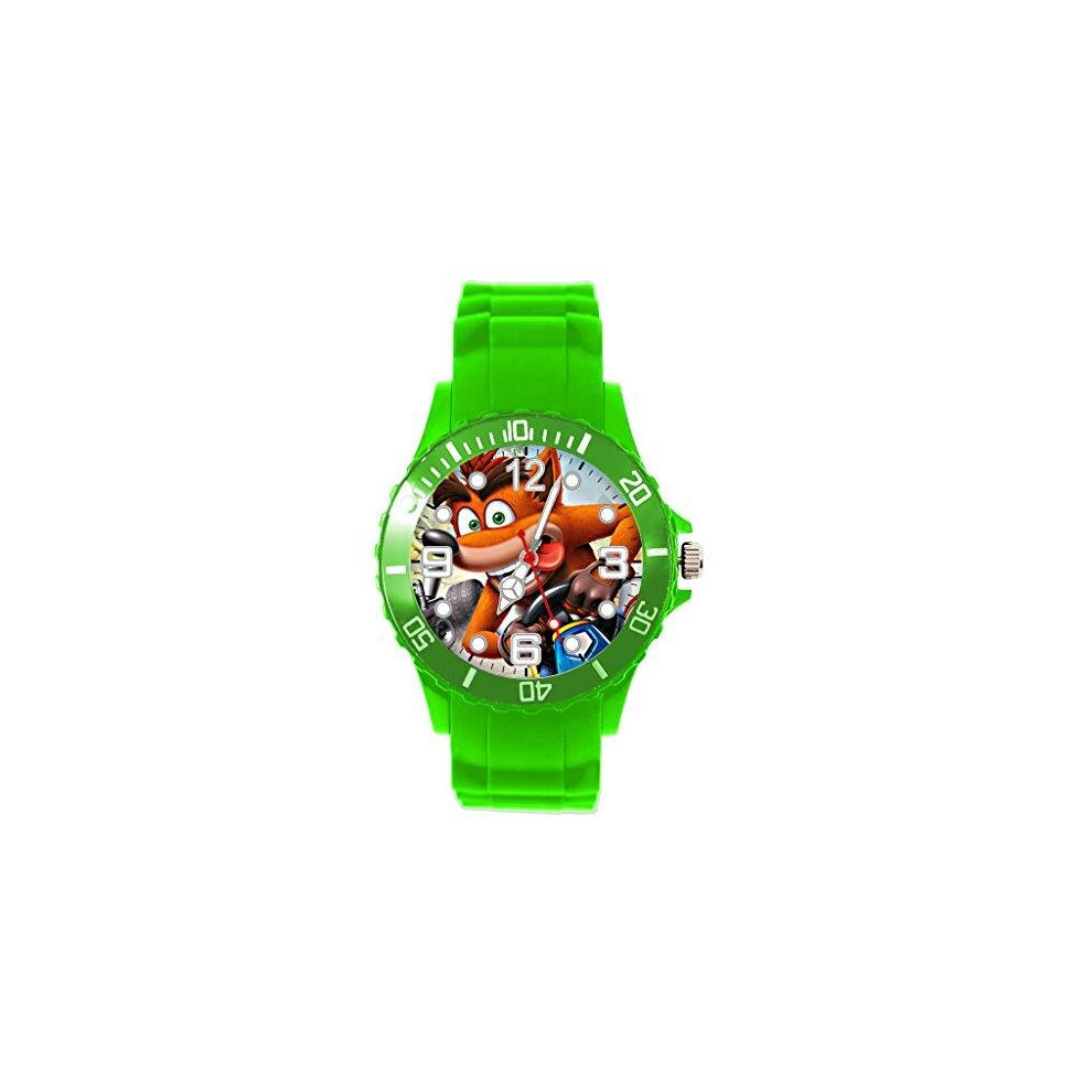 Quartz Watch Green Silicone for Crash Bandicoot Fans