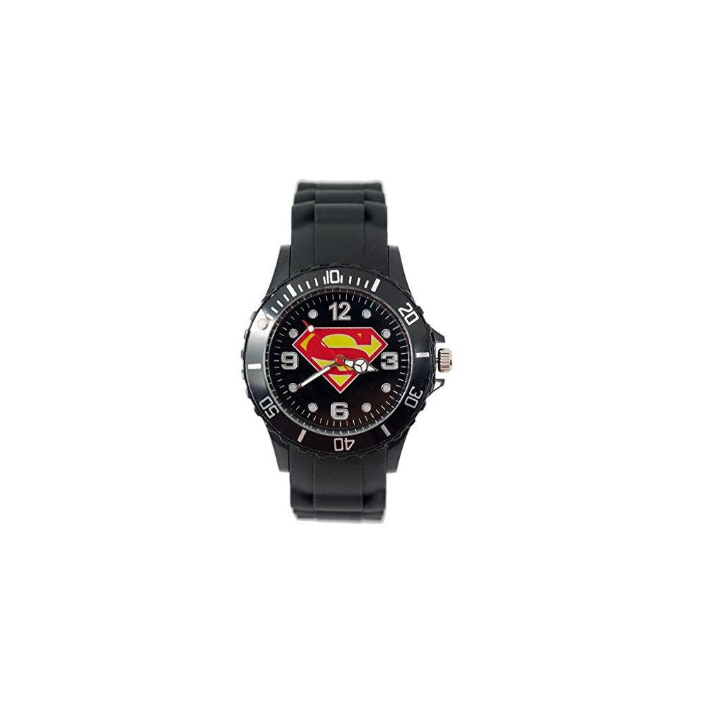 Superman Quartz Watch Marvel Silicone Band   Black
