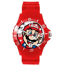 RED Silicone Watch for Mario Fans - E3 Edition, Stainless Steel Case, Quartz Movement, 25cm Band, 3.7cm Dial