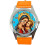 Saint Mary Quartz Round Watch Orange Leather Band 1