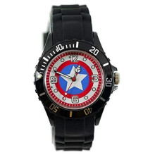 Quartz Watch Black Silicone Band for Captain America Fans