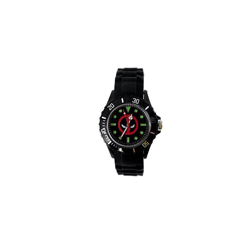 New Fashion Kid WG21 Marvel Super Hero Deadpool Boy Man Metal Black Silicone Watch Wrist