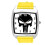Punisher Quartz Square Watch Yellow Real Leather Band E1 1
