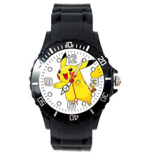 Quartz Watch Black Silicone Band for Pikachu Pokemon Fans