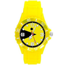 Pac-Man Yellow Silicone Watch - Stainless Steel Case, Quartz Movement, 25 cm Band, Free Gift Bag Included