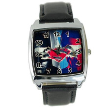 Superman Vs Batman Quartz Square Watch Real Leather Band Black