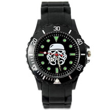 Quartz Watch Black Silicone Band for Starwars Clone Wars Fans