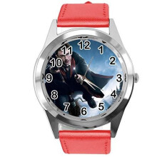 Watch Analogue Quartz with Real Leather Band RED Round for Harry Potter Fans E1