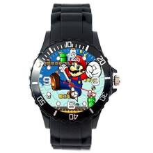 Mario Quartz Watch Silicone Band Black