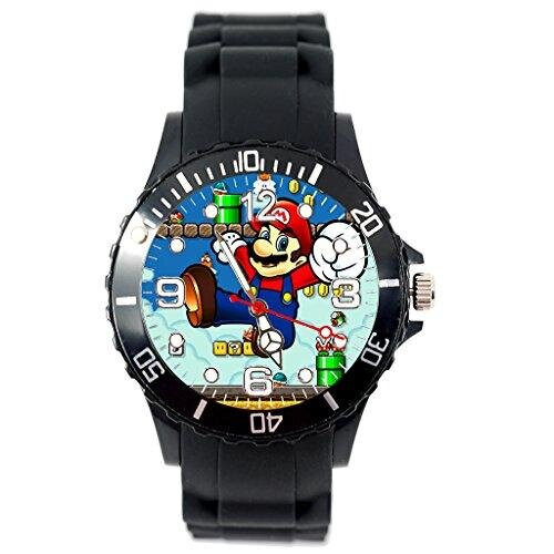 Mario Quartz Watch Silicone Band   Black