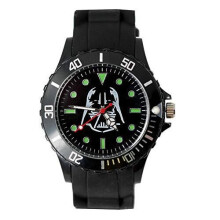 Quartz Round Black Silicone Watch for Dark Vader Starwars