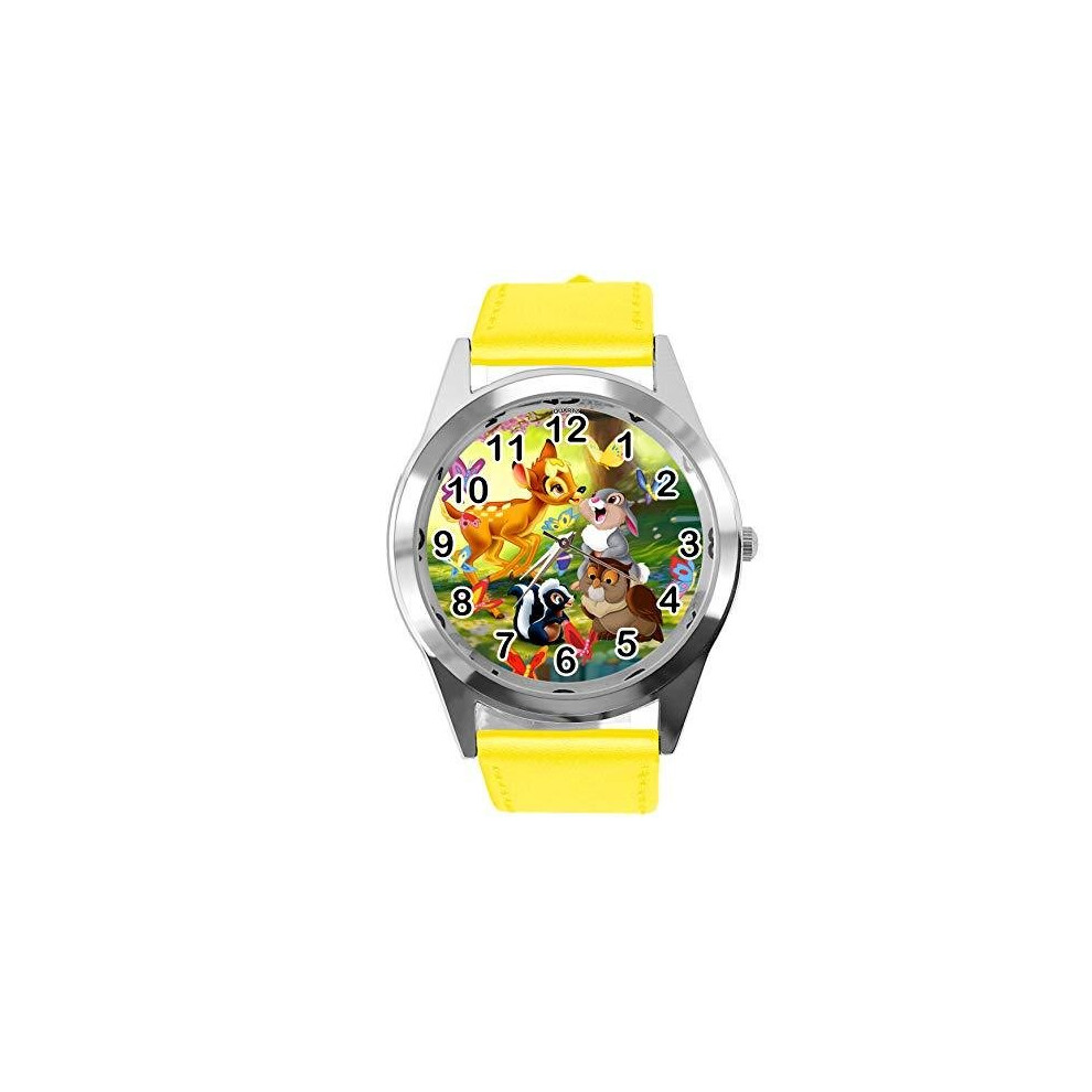 Photos - Wrist Watch Yellow Round Watch for Bambi The Deer Fans