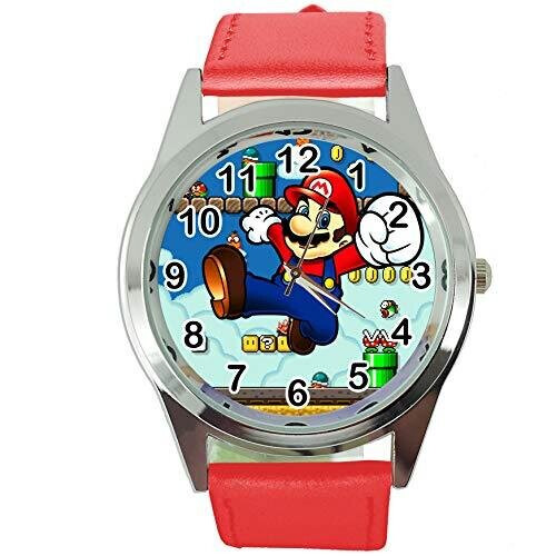 Mario Quartz Watch RED Leather Band