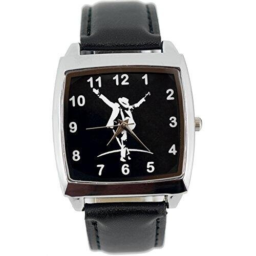 Michael Jackson Quartz Square Watch Real Leather Band Dial  Black