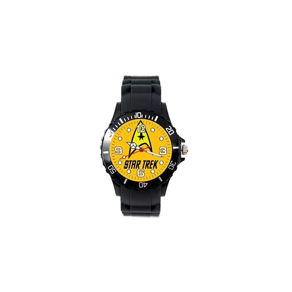 Star Trek Quartz Round Watch Real Siliconeband   Black