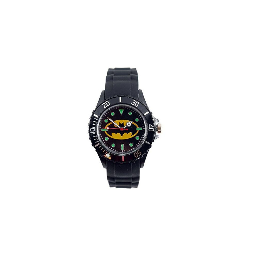 The Dark Knight Batman Quartz Round Watch Silicone Band   Black